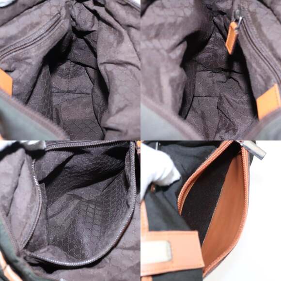 GUCCI Tote Bag Canvas Khaki Silver - Picture 12 of 13